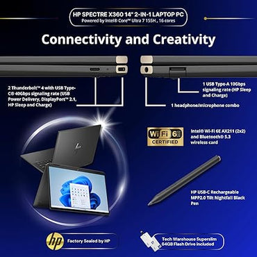 HP Spectre 2024 x360 14T Intel® Core™ Ultra 7 155H,