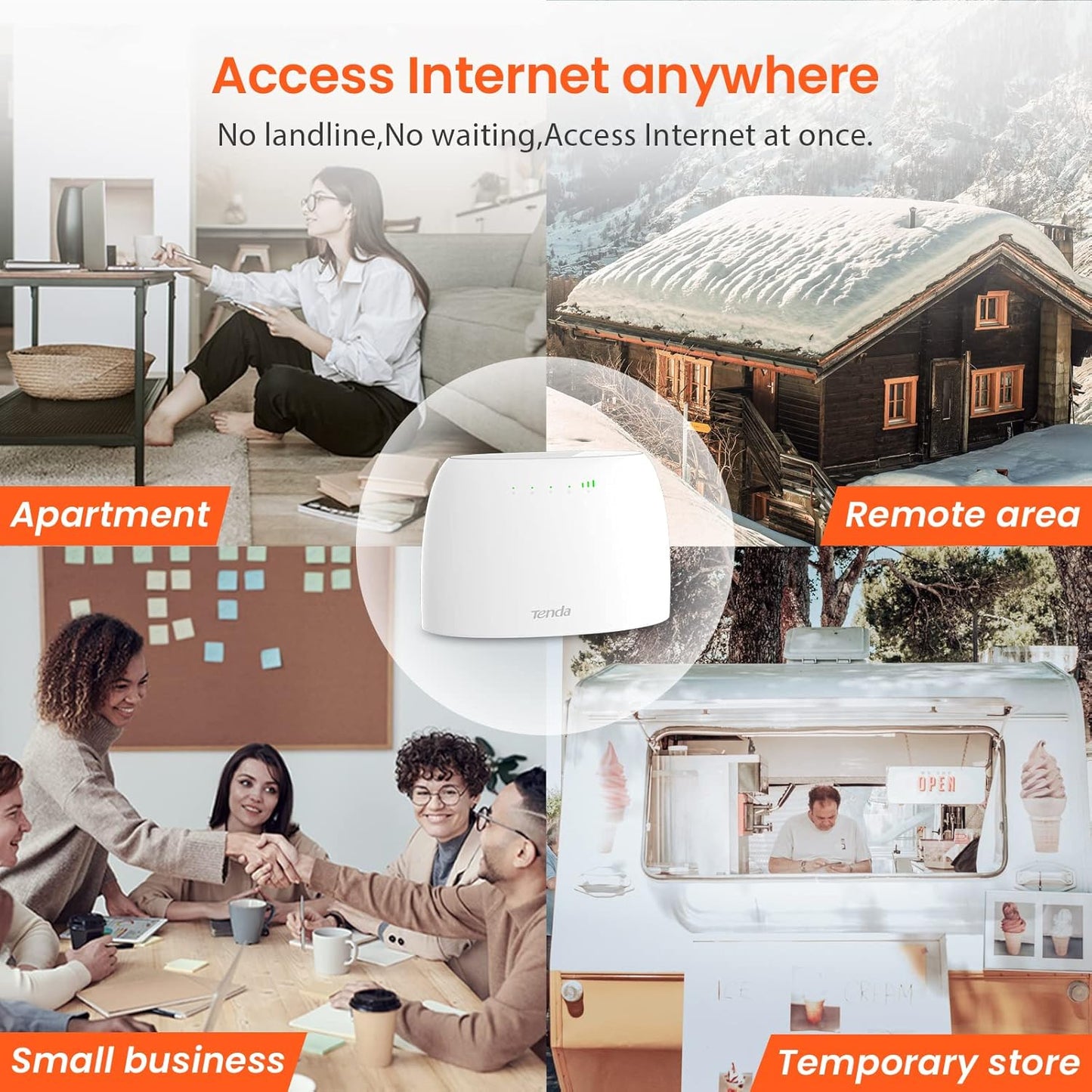 Tenda 4G03 300Mbps 4G Mobile Wi-Fi Router