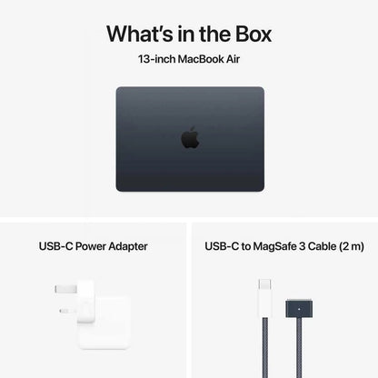 Apple MacBook Air M4 13-inch (2025) – 10-core CPU / 16GB RAM / 256GB SSD / 8-core GPU / macOS Sequoia / English Keyboard / Midnight / Middle East Version